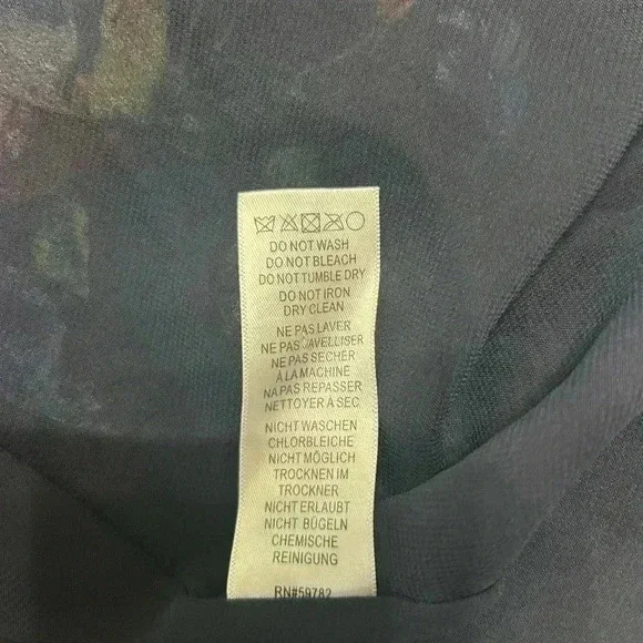 💛”Adrianna Papell” Blue Floral Midi Dress w/ Mesh Detail and Zip Back Size 6 💙 - Picture 6 of 11